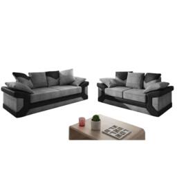 SNUG FURNITURE BIRMINGHAM LTD Dino Jumbo Cord 3+2 Black/Grey Sofa Set in Grey - thumbnail 1