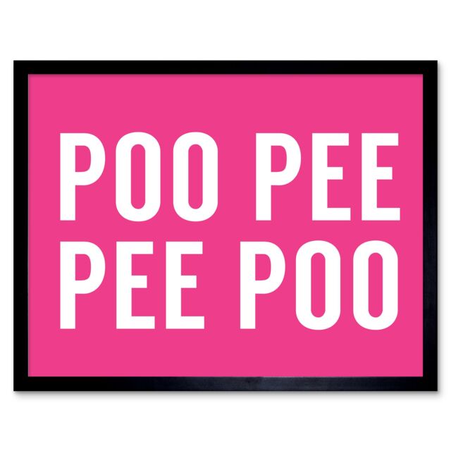 "Artery8 Wall Art Print Funny Toilet Poo Poo Pee Pee Bathroom Sign Decor Art Framed in Black - Size: W12"" x H16""" - image 1