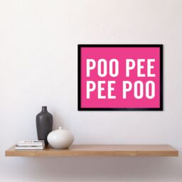 "Artery8 Wall Art Print Funny Toilet Poo Poo Pee Pee Bathroom Sign Decor Art Framed in Black - Size: W12"" x H16""" - thumbnail 2