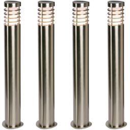Loops 4 PACK Outdoor Garden Bollard Light Brushed Steel 9.2W Path LED Lamp Post IP44 in Metallics