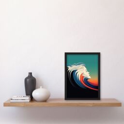 Artery8 The Sea Is Calling Oil Painting Siren Wave Modern Bathroom Toilet Artwork Framed Wall Art Print A4 in Black - thumbnail 4