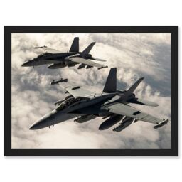 Artery8 Hook Military US Airforce F-18 Hornet Jet Fighters Photo Artwork Framed Wall Art Print A4 in Black - thumbnail 1