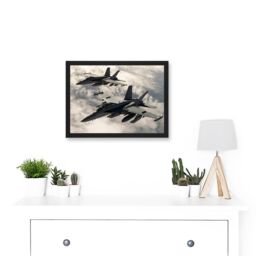 Artery8 Hook Military US Airforce F-18 Hornet Jet Fighters Photo Artwork Framed Wall Art Print A4 in Black - thumbnail 2