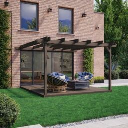 Rutland County Garden Furniture Ltd Wall Mounted Double Garden Pergola & Decking Kit, W420cm, Green in Brown - thumbnail 4