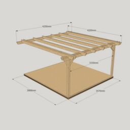 Rutland County Garden Furniture Ltd Wall Mounted Double Garden Pergola & Decking Kit, W420cm, Green in Brown - thumbnail 5
