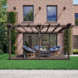 Rutland County Garden Furniture Ltd Wall Mounted Double Garden Pergola & Decking Kit, W420cm, Green in Brown - thumbnail 3