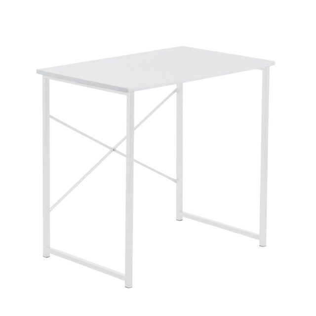Harbour Housewares Wooden Computer Desk - PC Laptop Workstation Tubular Steel Office Desk in White - image 1