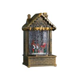 Samuel Alexander 20cm Dual Powered House Water Spinner with Santa & Sleigh & LEDs in Bronze - thumbnail 1