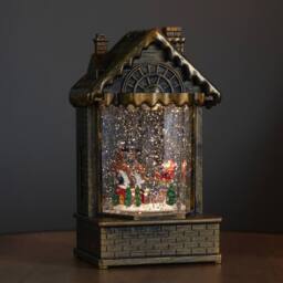 Samuel Alexander 20cm Dual Powered House Water Spinner with Santa & Sleigh & LEDs in Bronze - thumbnail 2