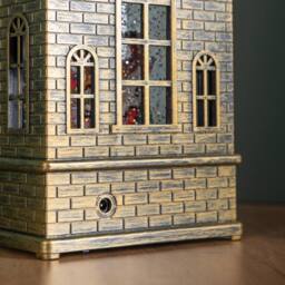 Samuel Alexander 20cm Dual Powered House Water Spinner with Santa & Sleigh & LEDs in Bronze - thumbnail 6