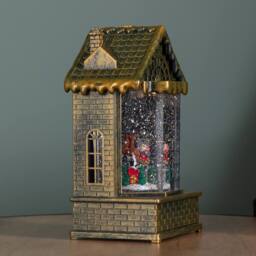 Samuel Alexander 20cm Dual Powered House Water Spinner with Santa & Sleigh & LEDs in Bronze - thumbnail 4