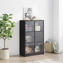 Berkfield Home Highboard with Doors Black 68x37x109 cm Engineered Wood - Size: 68 x 37 x 109 cm - thumbnail 1