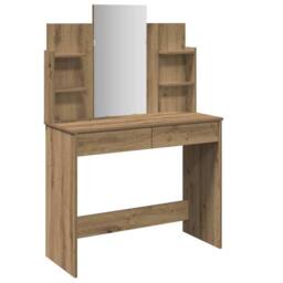 Berkfield Home Beautiful Dressing Table with Mirror Artisan Oak 96x39x142 cm in Brown - Size: 96 x 39 x 142 cm - thumbnail 3
