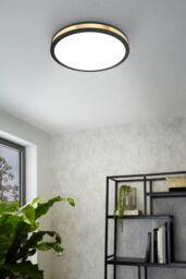 Eglo Pescaito LED Black & Gold Flush Round Ceiling Light - thumbnail 2