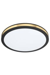 Eglo Pescaito LED Black & Gold Flush Round Ceiling Light - thumbnail 1