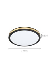 Eglo Pescaito LED Black & Gold Flush Round Ceiling Light - thumbnail 3
