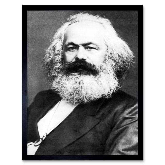 "Artery8 Political Theorist Philosopher Karl Marx Old Photo Framed Art Print in Grey - Size: W12"" x H16""" - image 1