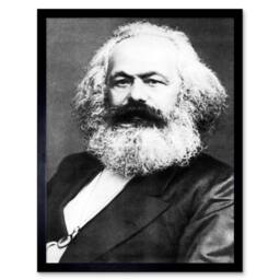 "Artery8 Political Theorist Philosopher Karl Marx Old Photo Framed Art Print in Grey - Size: W12"" x H16""" - thumbnail 1