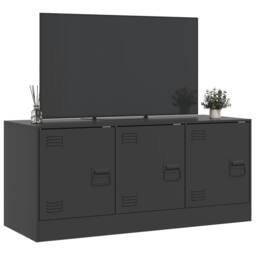 Berkfield Home TV Cabinet Black 99x39x44 cm Steel - Size: 99 x 39 x 44 cm - thumbnail 5