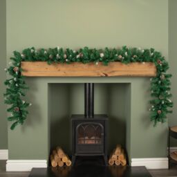 Samuel Alexander 2.7m Snow Tipped Christmas Garland with Pine Cones & Mixed Needles in Green - thumbnail 2