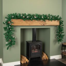 Samuel Alexander 2.7m Snow Tipped Christmas Garland with Pine Cones & Mixed Needles in Green