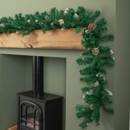 Samuel Alexander 2.7m Snow Tipped Christmas Garland with Pine Cones & Mixed Needles in Green - thumbnail 4