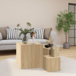 Berkfield Home Side Tables 3 pcs Sonoma Oak Engineered Wood in Brown - thumbnail 1
