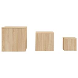 Berkfield Home Side Tables 3 pcs Sonoma Oak Engineered Wood in Brown - thumbnail 4