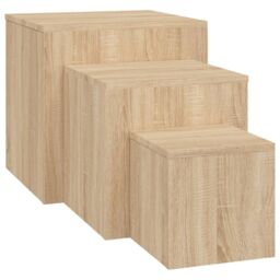 Berkfield Home Side Tables 3 pcs Sonoma Oak Engineered Wood in Brown - thumbnail 2