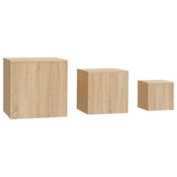 Berkfield Home Side Tables 3 pcs Sonoma Oak Engineered Wood in Brown - thumbnail 3