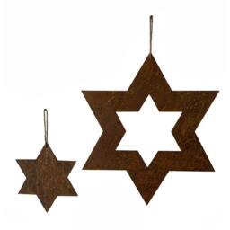 Poppyforge Stars Hanging Wall Art (Set of 2) - W22 x H12 cm in Brown - thumbnail 1