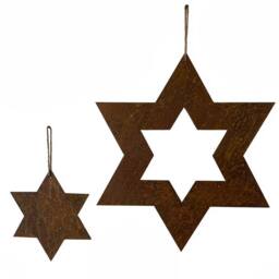 Poppyforge Stars Hanging Wall Art (Set of 2) - W22 x H12 cm in Brown - thumbnail 2