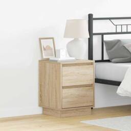 Berkfield Home Bedside Cabinets with LED Lights 2 pcs Sonoma Oak 39x34.5x50 cm in Light Tan - thumbnail 2