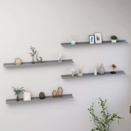 Berkfield Home Wall Shelves 4 pcs Grey 100x9x3 cm - Size: 100 x 9 x 3 cm - thumbnail 1
