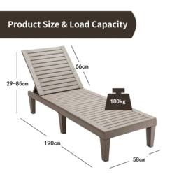 Costway Outdoor Chaise Lounge Chair Adjustable Patio Lounge Recliner Chair in Brown - thumbnail 2