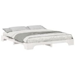 Berkfield Home Floor Bed Frame with Storage White 200 x 210 cm Wood - thumbnail 3