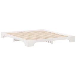 Berkfield Home Floor Bed Frame with Storage White 200 x 210 cm Wood - thumbnail 2