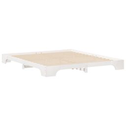 Berkfield Home Floor Bed Frame with Storage White 200 x 210 cm Wood - thumbnail 8
