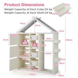 Costway Costume Storage Closet Dress Up Rack Clothing Wardrobe in White - thumbnail 2