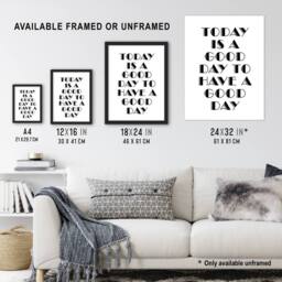 Artery8 Good Day To Have A Good Day Today Motivational Framed Wall Art Print in White - Size: A4 - thumbnail 3