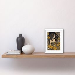 "Artery8 Wall Art Print Woman in Flower Field Midsummer Night Artwork Framed 9X7 Inch in White - Size: W7"" x H9""" - thumbnail 2