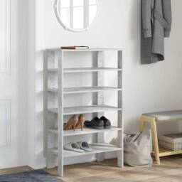 Berkfield Home Shoe Rack Concrete Oak 61x32x105 cm Engineered Wood in Grey - Size: 61 x 32 x 105 cm - thumbnail 3