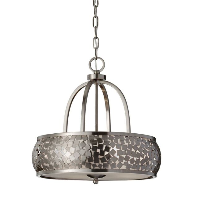 Loops 4 Bulb Chandelier Hanging Pendant LIght Brushed Steel LED E27 60W Bulb in Metallics - image 1