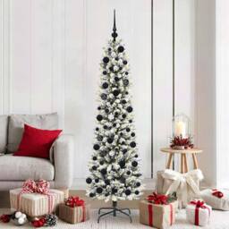 Berkfield Home Stunning Artificial Christmas Tree with 300 LEDs Green & white - thumbnail 2