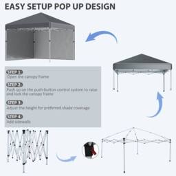 Matteo 3x3m Pop Up Gazebo - UPF 30+ with Sidewalls & Wheeled Bag - Dark Grey - thumbnail 6
