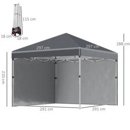 Matteo 3x3m Pop Up Gazebo - UPF 30+ with Sidewalls & Wheeled Bag - Dark Grey - thumbnail 9