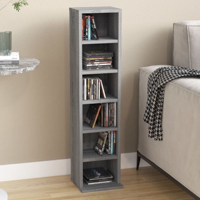 Berkfield Home CD Cabinet Grey Sonoma 21x20x88 cm Engineered Wood - Size: 21 x 20 x 88 cm - image 1