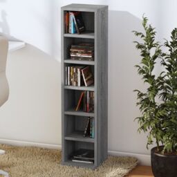 Berkfield Home CD Cabinet Grey Sonoma 21x20x88 cm Engineered Wood - Size: 21 x 20 x 88 cm - thumbnail 3