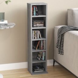 Berkfield Home CD Cabinet Grey Sonoma 21x20x88 cm Engineered Wood - Size: 21 x 20 x 88 cm