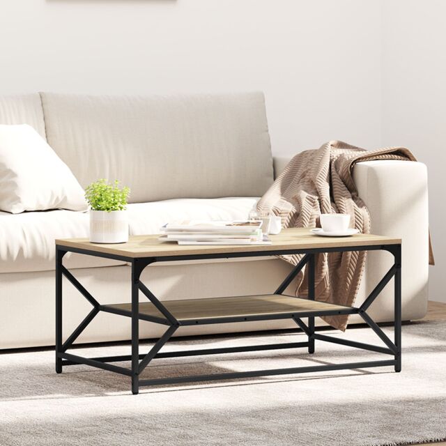 Berkfield Home Coffee Table with Shelf Sonoma Oak 90x50x40 cm Engineered Wood in Brown - Size: 90 x 50 x 40 cm - image 1